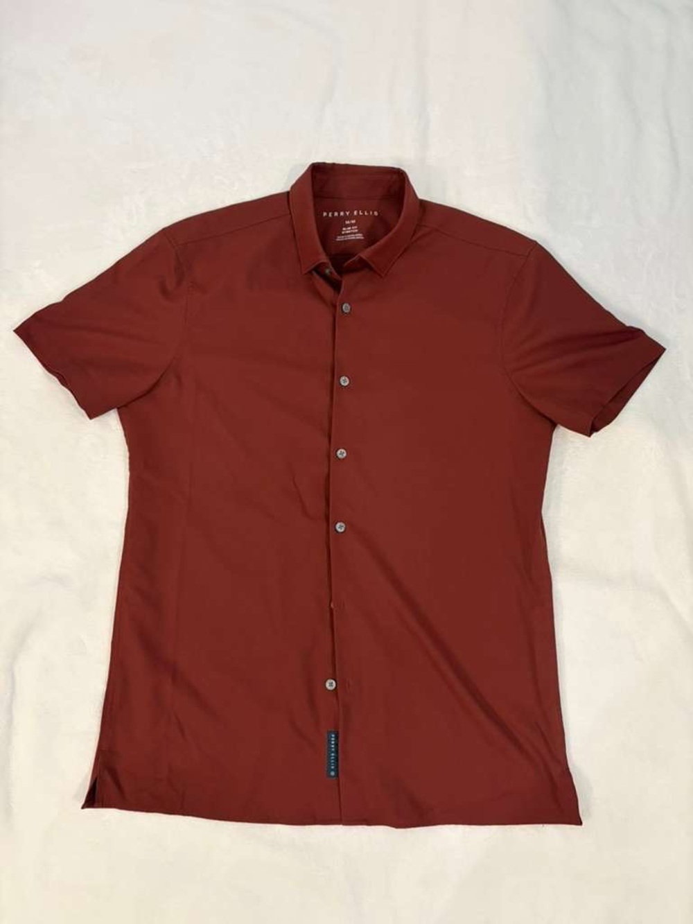 Perry Ellis Men's Short Sleeve Button-Down Shirt - Rust